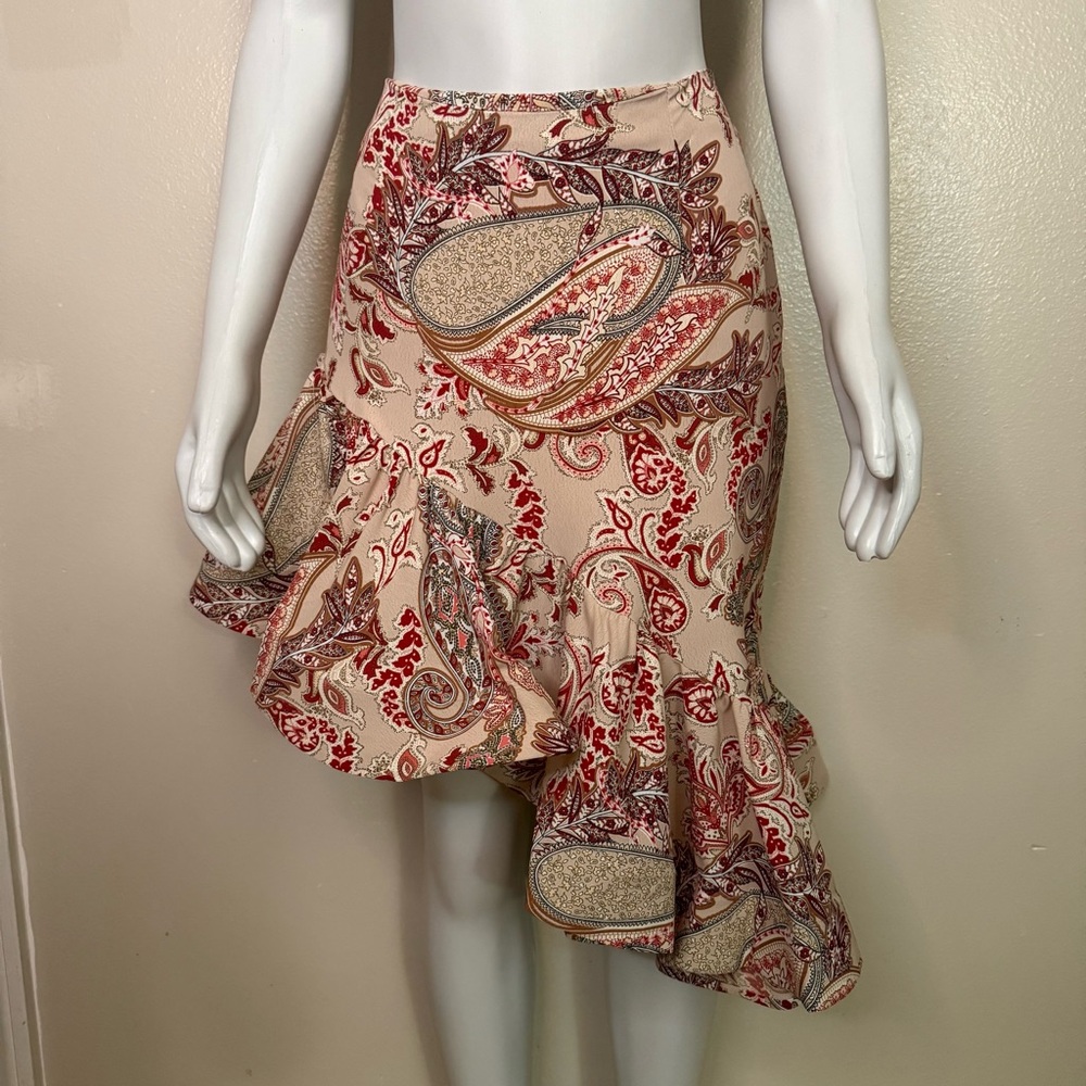 Pink multi color ruffled crop top asymmetrical ruffled hem skirt set - Picture 4 of 10
